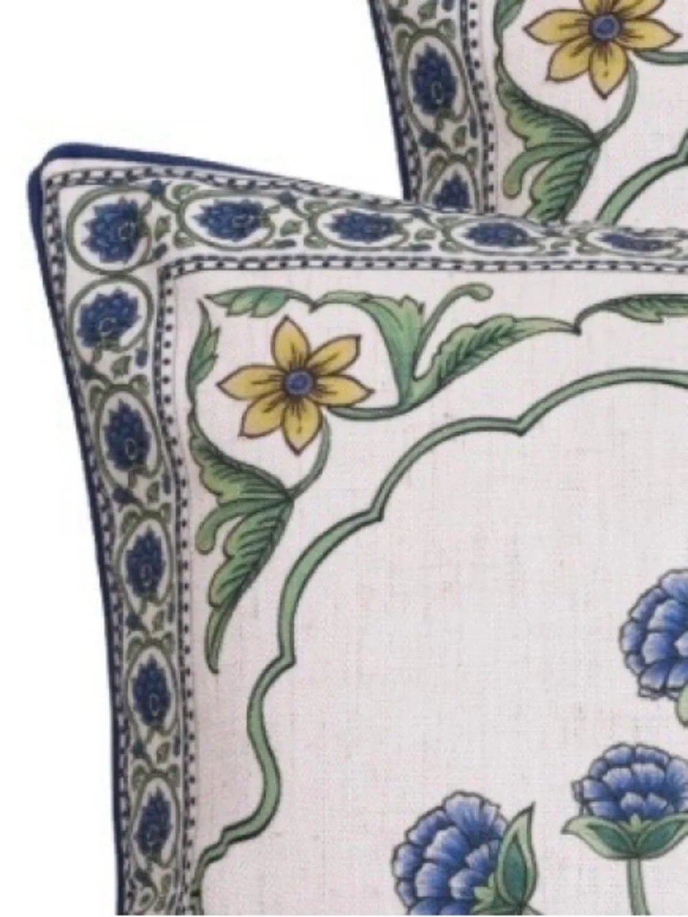 Vintage Linen FLORAL Pillow Covers SQUARE 18x18” BLUE & WHITE